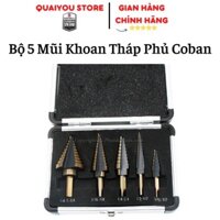 Mũi Khoan Bước Tháp Bộ 5 Mũi HSS Phủ Coban Cao Cấp - Khoan Inox