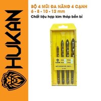 Mũi Khoan Đa Năng 4 Cạnh HUKAN Chuôi Lục Giác 6.35 - Bán Lẻ Kích Cỡ - Mũi Khoan Gạch Men