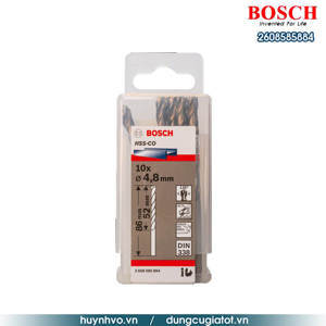 Mũi khoan INOX HSS-Co 4.8mm (hộp 10 mũi) Bosch 2608585884