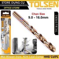 Mũi khoan INOX, kim loại HSS Co5% TOLSEN Công Nghiệp màu vàng (Chọn size từ 9.5mm đến 16mm) 75157 - 75167