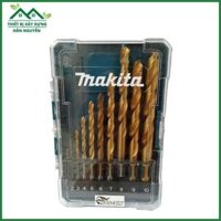 Mũi khoan sắt Makita D-72849 HSS-Tin chân tròn 1mm,2mm,3mm,4mm,5mm,6mm,7mm,8mm,9mm,10mm
