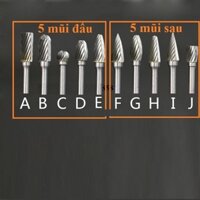 mũi mài khắc hợp kim, gỗ lũa cán 3mm chuyên dụng 1 dọc