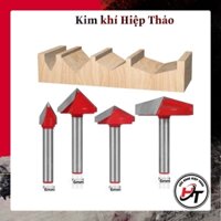 Mũi phay cnc gỗ alu vát chữ V 90 120 150 độ cốt 6mm Đỏ MSVD-6