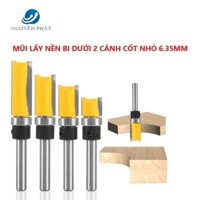 Mũi phay gỗ thẳng lấy nền có bi ngược soi bi dưới cốt bé 6.35mm Vàng MSTBD-V-TQ