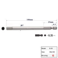 Mũi vặn vít đầu lục giác H6 chuôi lục giác H  6,35 Vessel Nhật Bản - H6x100G