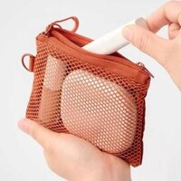 Muji Nhật Bản MUJI Tái Chế Sợi Polyester Đôi Dây Kéo Túi Bảo Quản Nhà Du Lịch Son Môi Thay Đổi Túi Đồ lặt vặt