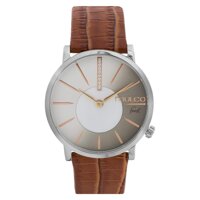 Mulco Ladies Frost Slim Elegant Minimalist Womens Watch, 42mm Silver Stainless Steel Case, Dial with Mother of Pearl and Stones Accent and Genuine ...