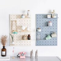 Multi-Functional DIY Plastic Self-adhesive Wall Mounted Storage Shelf White - Beige