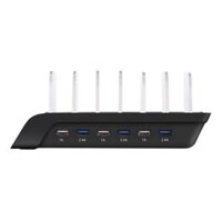 Multi Port Fast Charging USB Phone Charger Station Dock Stand US Plug - Black