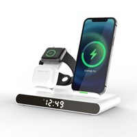 Multifunctional Digital Clock Dock Fast Wireless Charger Wireless Charging Station For iPhone iWatch Airpods samsung pho