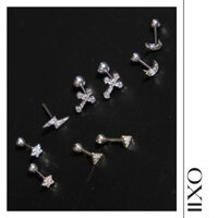 Multiple Shapes Earring - Khuyên tai bạc nạm đá nam nữ - IIXO STUDIO