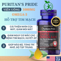 Multivitamin Store - Viên Uống Dầu Cá, Đẹp Da, Hỗ Trợ Tim Mạch OMEGA 3 1000MG-, Triple OMEGA 3-6-9 Puritain'sPride 60vv