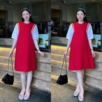 MUMMUM/ Váy bầu tết dáng suông luxy phối viền năng động đi làm đi chơi đều đẹp/váy bầu tết, đầm bầu tết, Noel