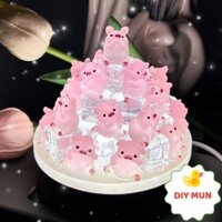 (Mun DIY)Đèn ngủ handmade, đèn handmade tự làm, đèn ngủ charm heo hồng phát sáng