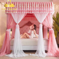 Mùng khung công chúa không khoan tường cao cấp EASY DREAM  -Mùng ngủ hiện đại không khoan tường vải 2 lớp chống muỗi  - 1.62m - Hồng