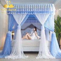 Mùng khung công chúa không khoan tường cao cấp EASY DREAM  -Mùng ngủ hiện đại không khoan tường vải 2 lớp chống muỗi  - 1.62m - Xanh dương
