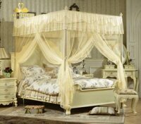 Mùng khung không khoan tường cao cấp EASY DREAM -Màn ngủ chống muỗi hiện đại kiểu dáng công chúa  - 22.2m - Vàng Yellow