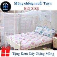 Mùng ngủ treo tường chống muỗi vải Tuyn Phước Long loại tốt siêu to kích thước từ 2m đến 4m(TẶNG DÂY GIĂNG)