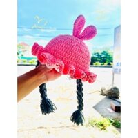 mũ/nón len tóc giả cho bé gái