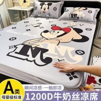 [Mười Đậu] Ga trải giường 1.5m1.8m5 Feet 6 Feet Ice Silk Thảm mát mẻ Tấm trải giường Phong cách Bộ ba mảnh Điều hòa không khí mùa hè Thảm mềm Tấm trải giường Máy nước đôi có thể giặt được Ký túc xá sinh viên
