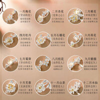 Mười Hai Hoa Thần Osmanthus Vòng Tay Bạc Bé Gái Sterling Bạc Nửa Phong Cách Cổ Đại Vòng Tay Bạc Treo Quà Tặng Ngày Lễ Tình Nhân Bạn Gái 3.21 KY8F