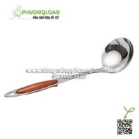 Muôi múc lẩu, vá inox ăn lẩu cán nhựa giả gỗ đặc 7cm