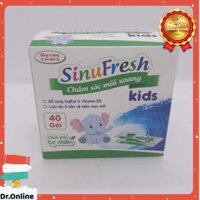 Muối rửa mũi cho bé từ 1 tuổi Sinufresh Kids, chính hãng Dược Cát Linh - mẫu mới cho trẻ - hộp 40 gói