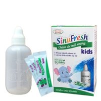 Muối rửa mũi xoang trẻ em SinuFresh Kids hộp 15 gói kèm chai - Dùng rửa mũi xoang, ngạt mũi, chảy nước mũi