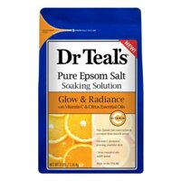 Muối Tắm Sáng Da Vitamin C, Pure Epsom Salt Soaking Solution, Glow & Radiance with Vitamin C & Citrus Essential Oils, 3 lbs (1.36kg) - DR TEAL'S