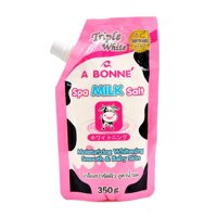 Muối Tắm Sữa Bò Tẩy Tế Bào Chết A Bonne Spa Milk Salt Nhập Khẩu Từ Thái Lan 350gramGói Có Vòi, Hạt Mịn Thơm Mùi Sữa, Giúp Làm Sạch Và Làn Da Mịn Màng