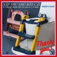 [Muội] Thang bô vệ sinh cho bé có nắp thu nhỏ bồn cầu gấp gọn, có tay vịn tiện lợi dùng cho bé trai và bé gái
