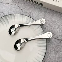 Muỗng ăn bằng thép không gỉ 18-8 nghiêng đầu thìa 304 thìa ăn dặm cho bé học ăn thìa tập bộ đồ ăn