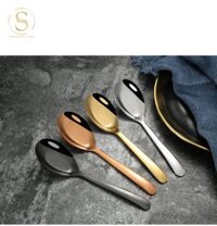 Muỗng ăn cơm inox cao cấp cán dẹp vàng The Luxury Golden