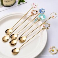 Muỗng cà phê cán dài có giá trị cao Muỗng khuấy inox gia dụng Muỗng tráng miệng đặc biệt cho bé gái Muỗng nhỏ dễ thương