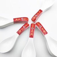 Muỗng canh gốm sứ gia dụng Dajidi mới Muỗng Bộ đồ ăn cưới Muỗng ba góc Muỗng ăn mừng năm mới khai trương