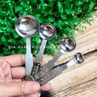 Muỗng đong định lượng INOX , Dụng cụ dùng pha chế, nấu ăn. Dễ dàng định lượng đường muối café bột sữa