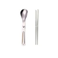 Muỗng gấp di động bằng thép không gỉ 304 đũa Bộ đồ ăn Muỗng gấp văn phòng du lịch Bộ Hộp cơm học sinh