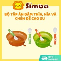 Muỗng tập ăn Thìa tập ăn Chén tập ăn Nĩa tập ăn cho bé chính hãng Simba chất liệu nhựa PP an toàn Silicon chịu nhiệt