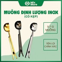 Muỗng/thìa định lượng inox không gỉ 5-7g kết hợp kẹp miệng túi nhiều màu từ Mixmore