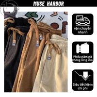 Muse HARBOR Mỹ Retro Màu Nâu Dây Thắt Lưng Quần Nam LooseFashion Thương Hiệu Thể Thao