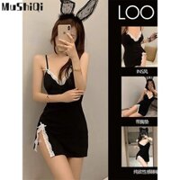 Mushiqi Bộ đồ ngủ nữ gợi cảm mới siêu ngắn váy ngực đệm ren quần áo nhà váy đầm