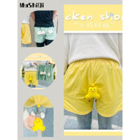 Mushiqi Quần Short Dáng Rộng Hình Gà Con Thu Gọn Được Mới Cho Cặp Đôi Mặc Thường Ngày