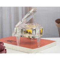 Music box hộp nhạc piano gỗ, mica pha lê mạ vàng cao cấp quà tặng đồng nghiệp, người thân