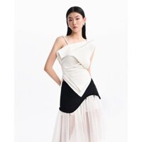 MustHave_White Draped Layered Top - Monochrome Lace Midi Skirt EF11