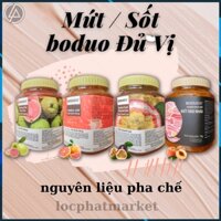 Mứt Sốt Boduo đủ vị buổi hồng, đào nhai, ổi hồng, vải... pha trà trái cây, pha trà sữa, dùng làm mứt để làm bánh