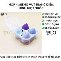 Mút Trang Điểm Hình Giọt Nước Không Thấm Nước Hộp 4 Miếng, Mút Tán Kem Nền Dành Cho Mọi Loại Da