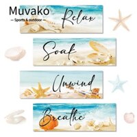 Muvako 4 Bảng Trang Trí Tường, Trang Trí Tường Gỗ Nhà Bảng Chữ Cái Trang Trí Danh Sách, Màu Xanh Có Thể Treo 11 * 3.5 Inch Bầu Không Khí Đại Dương Trang Trí Tường Phòng Khách