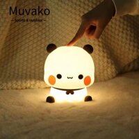 Muvako Đèn ngủ LED, Đèn ngủ hoạt hình gấu trúc bằng silicon, Quà tặng trẻ em Bubu và Dudu USB Thời gian vỗ tay Đèn ngủ Phòng ngủ