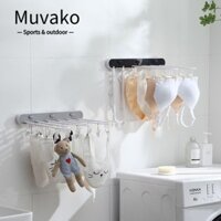 Muvako Giá máy sấy quay, Giá phơi đồ gia dụng gấp, Phòng tắm ban công di động Thanh treo móc quần áo không đục lỗ Hộp đựng đồ giặt