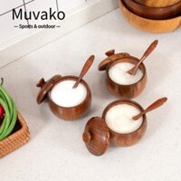 Muvako Gỗ Bảo Quản Bình Hộ Gia Đình Retro Muối Bát Gia Vị Có Thể BBQ Nấu Ăn Thảo Dược Người Tổ Chức Tiêu Đường Hộp Đựng
